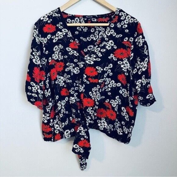 Madewell Hillside Daisies Tie Front Top Women’s Size 2X - Picture 4 of 6